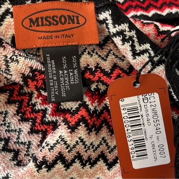 Missoni Multicolor Zig-Zag Fringed Long Wool Scarf - Picture 16 of 16